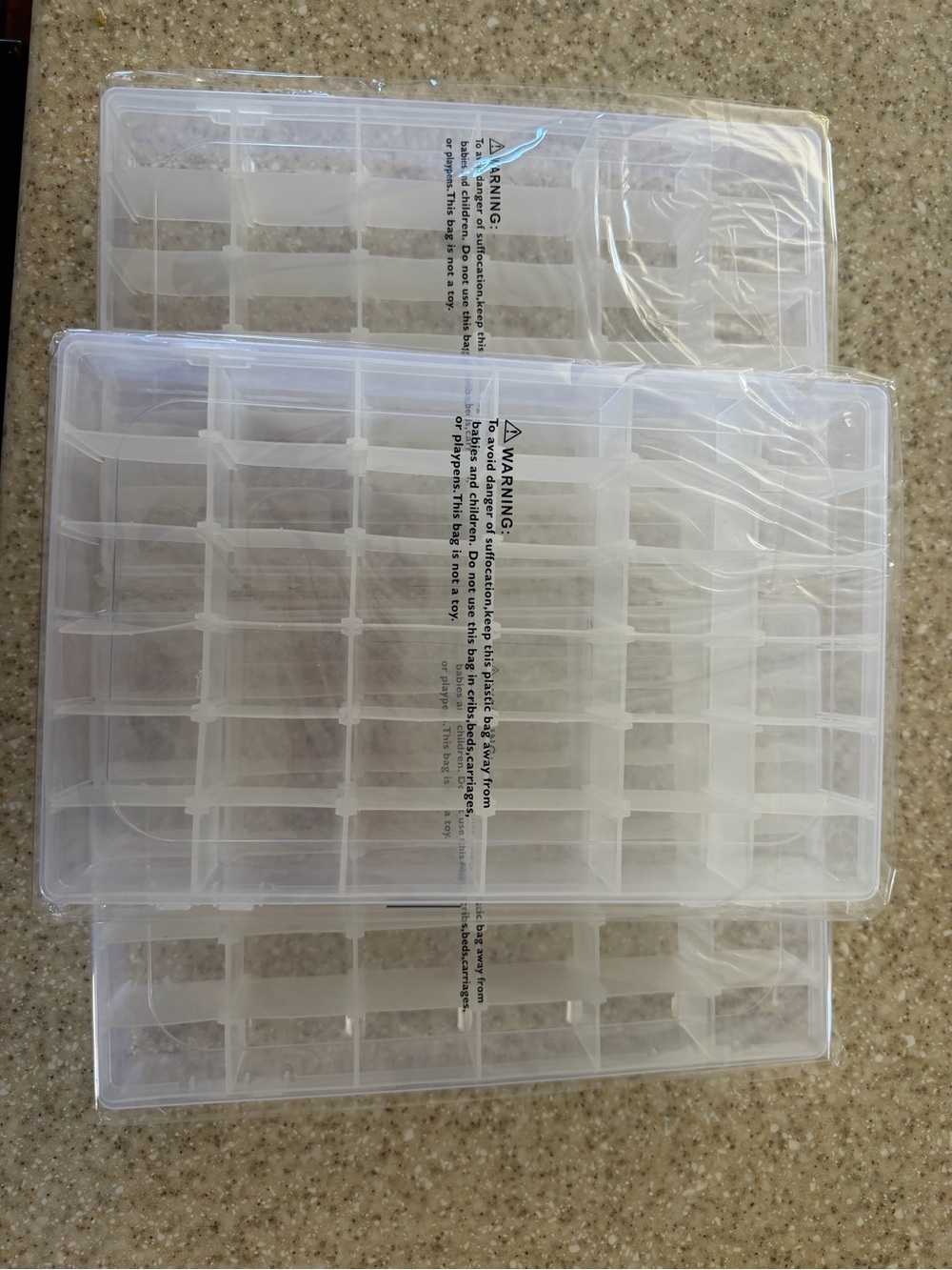 3 Clear Plastic Compartment Organizer - Multi-Compartment Storage